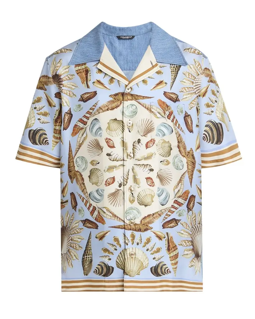 Dolce & Gabbana Men 's Costiera Silk and Denim Camp Shirt