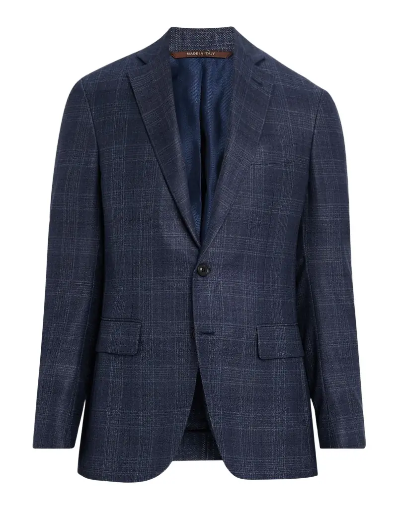 Canali Men 's Tonal Plaid Wool Stretch Sport Coat