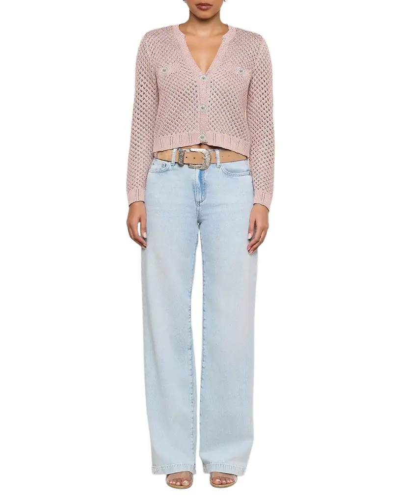 L 'Agence Blanca Sequined Knit Cardigan