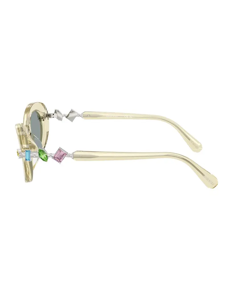 SWAROVSKI SK6042 Crystal-Embellished Acetate Oval Sunglasses