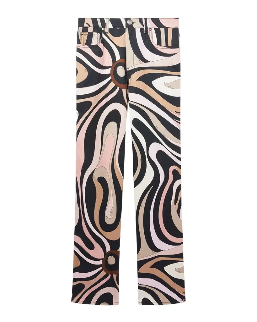Pucci Marmo-Print Gabardine Stretch Wide-Leg Pants