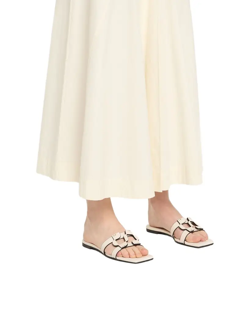 SIMKHAI Leather Monogram Flat Slide Sandals