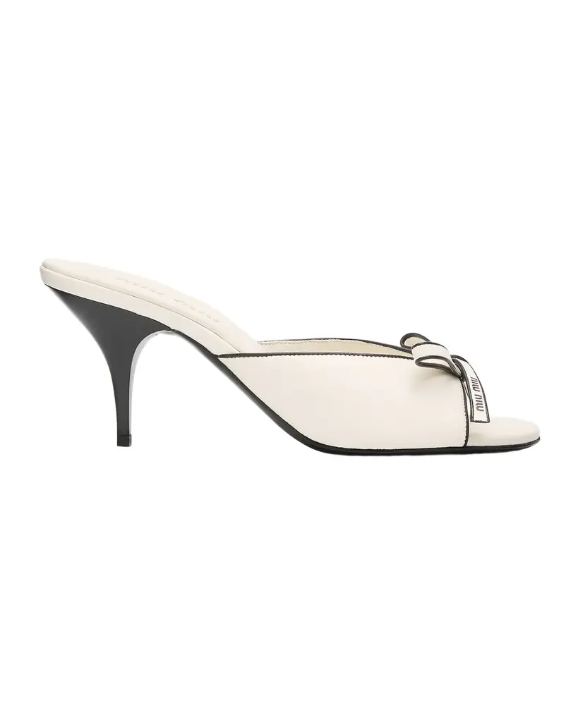 Miu Miu Nappa Leather Bow Mule Sandals