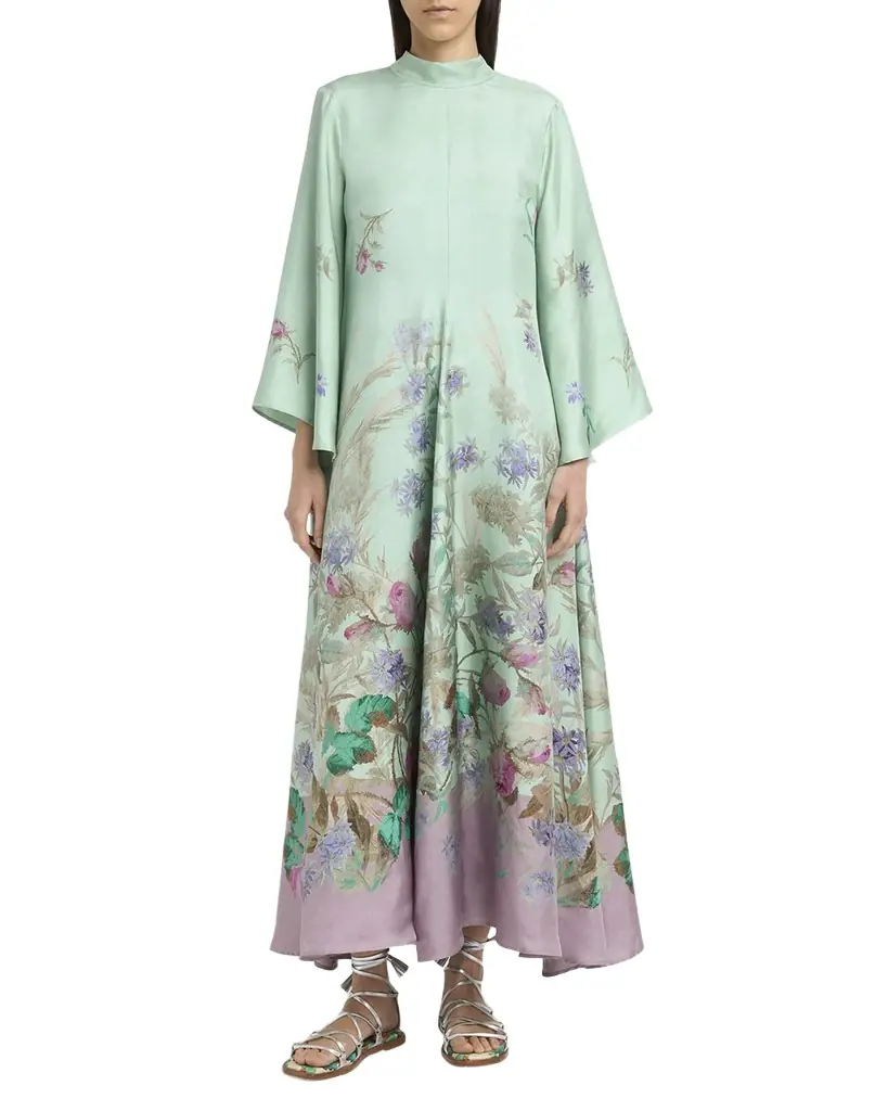 La DoubleJ Magnifico Floral Flare-Sleeve Maxi Dress