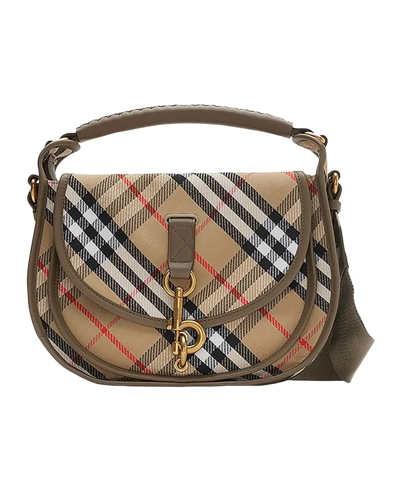 Burberry Clip Small Check Canvas Messenger Bag