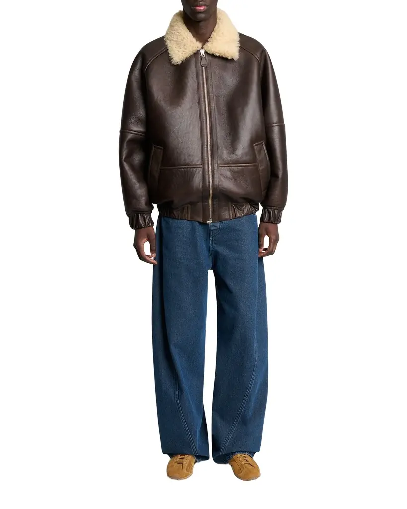 Jacquemus Men's Leather and Shearling Bomber Jacket