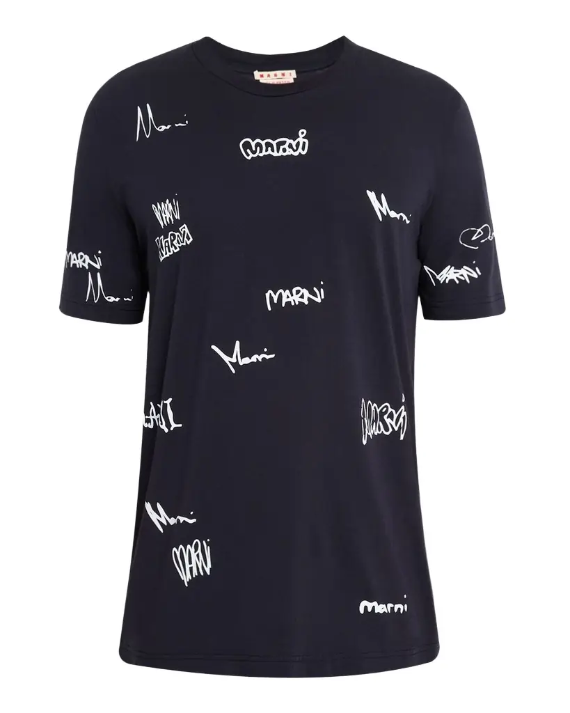 Marni Men 's Allover Multi-Logo Crewneck T-Shirt