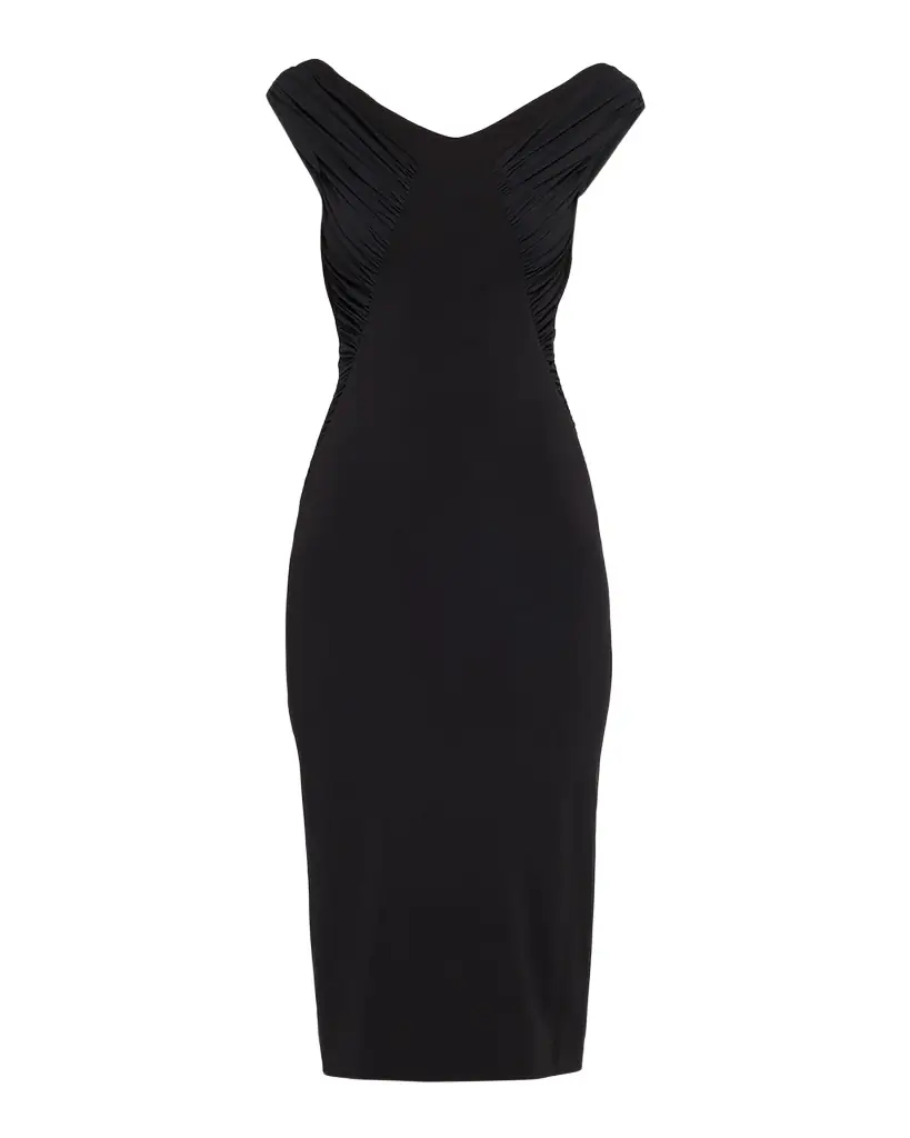 Dolce & Gabbana Ruched Organzino Crepe Midi Sheath Dress