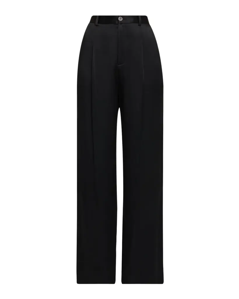 LAPOINTE Mid-Rise Pleated Relaxed Straight-Leg Doubleface Satin Pants