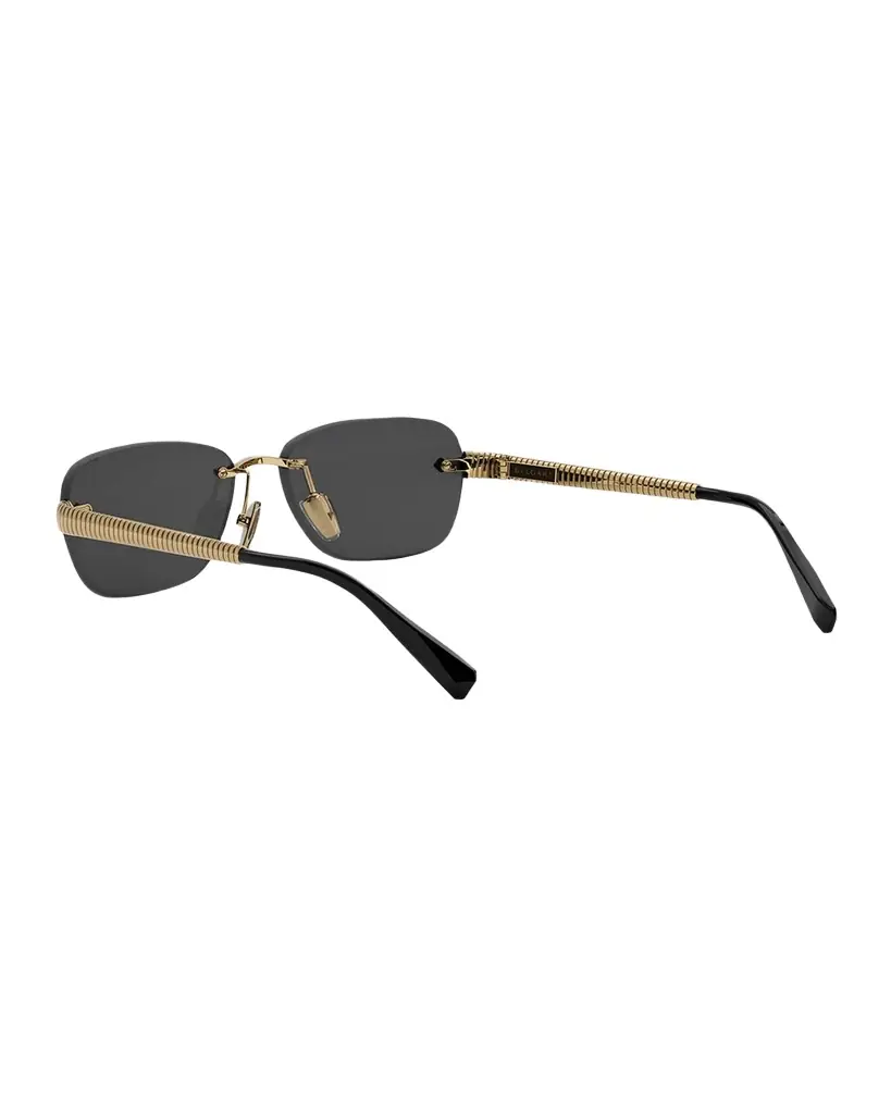 BVLGARI Tubogas Rimless Metal Rectangular Sunglasses