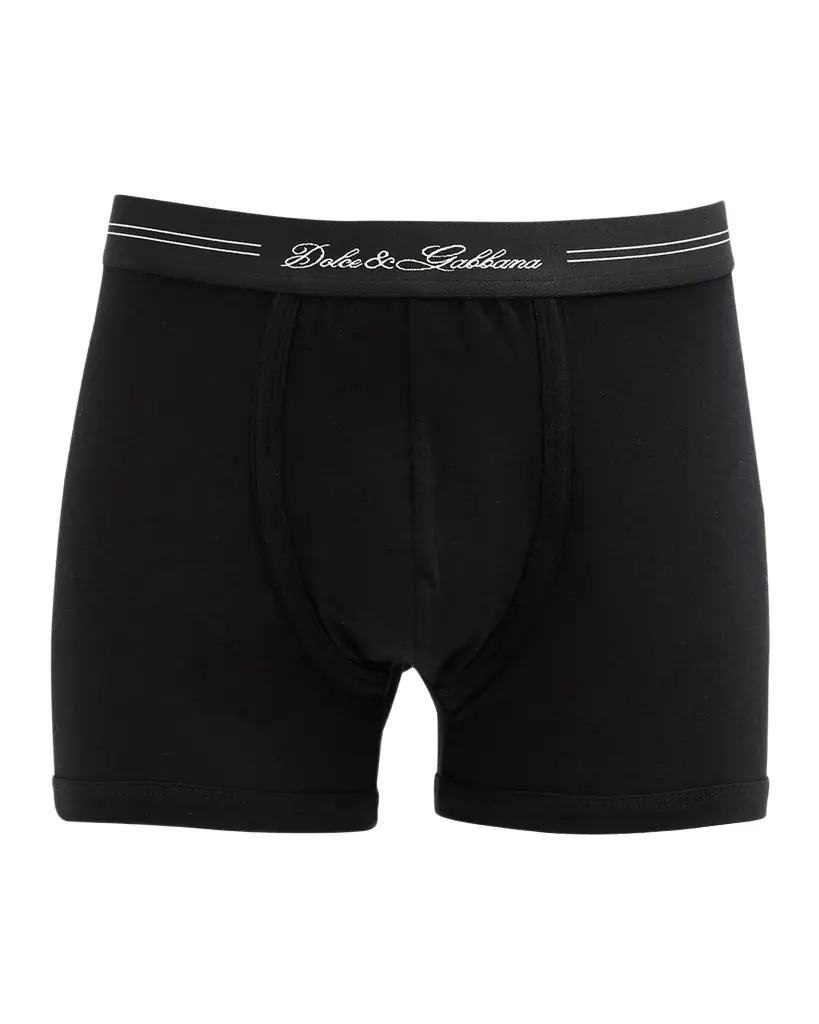 Dolce & Gabbana Men 's Jersey Stretch Logo Script Boxer Briefs