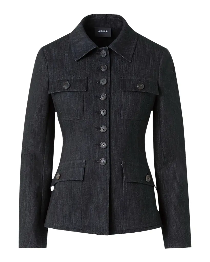 Akris Delia Cotton Denim Stretch Shirt Jacket