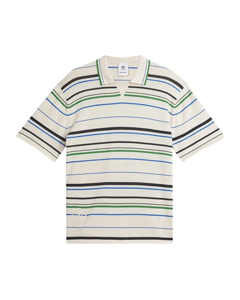 Adidas x Wales Bonner Men 's Stripe Knit Polo Shirt