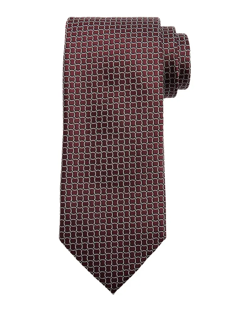 ZEGNA Men's Geometric Net Jacquard Silk Tie