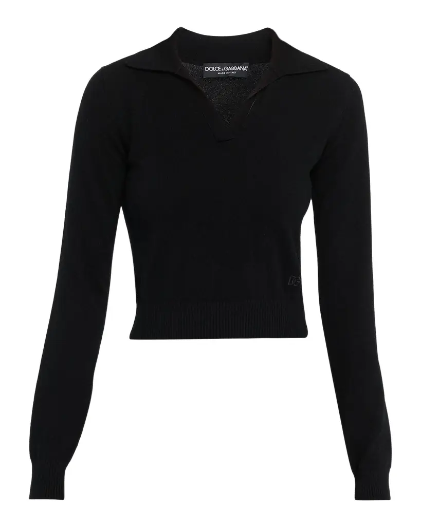 Dolce & Gabbana Cashmere Crop Henley Sweater