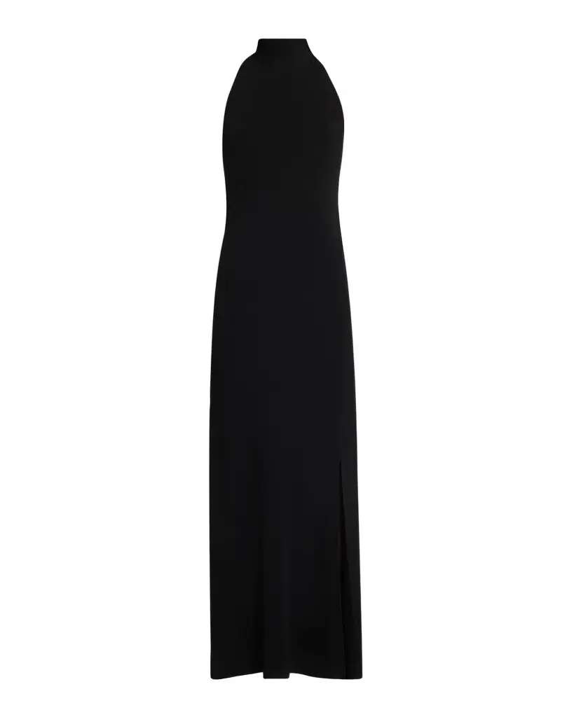 LAPOINTE Matte Viscose Halterneck Slit Maxi Dress