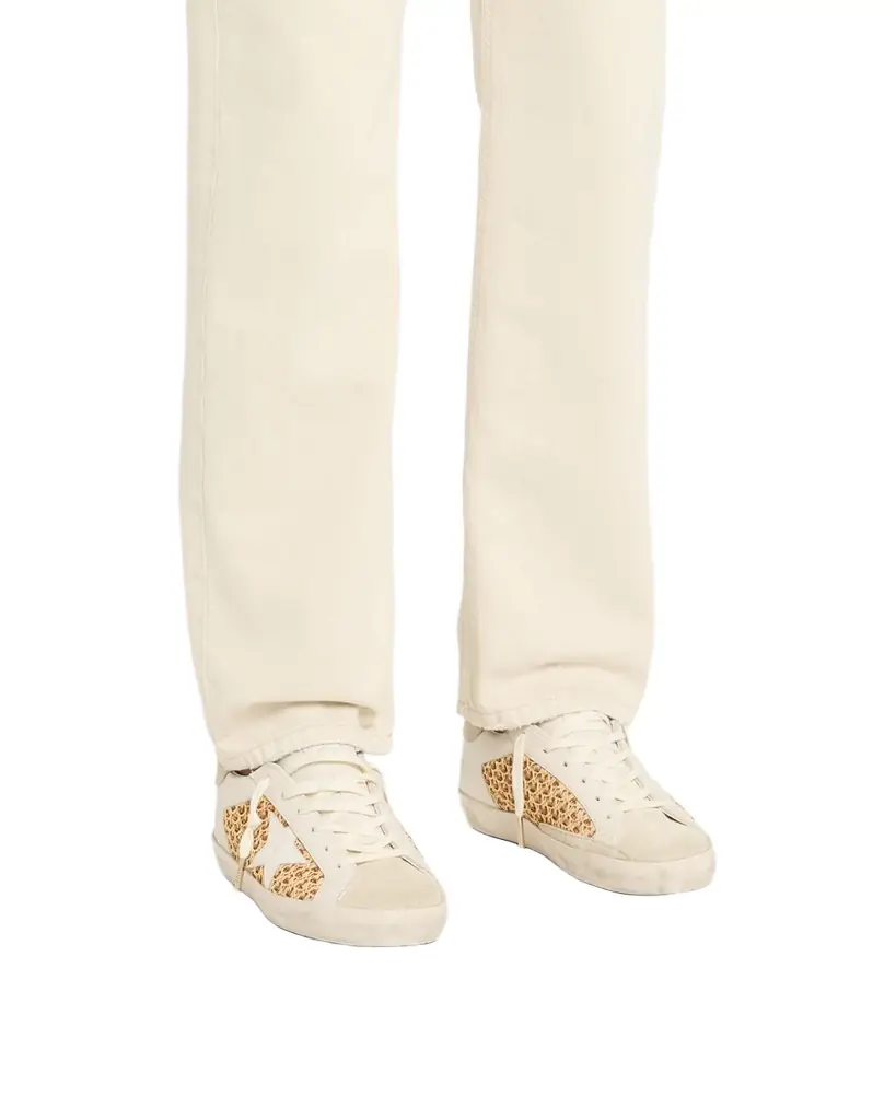 Golden Goose Super-Star Raffia Net Leather Low-Top Sneakers