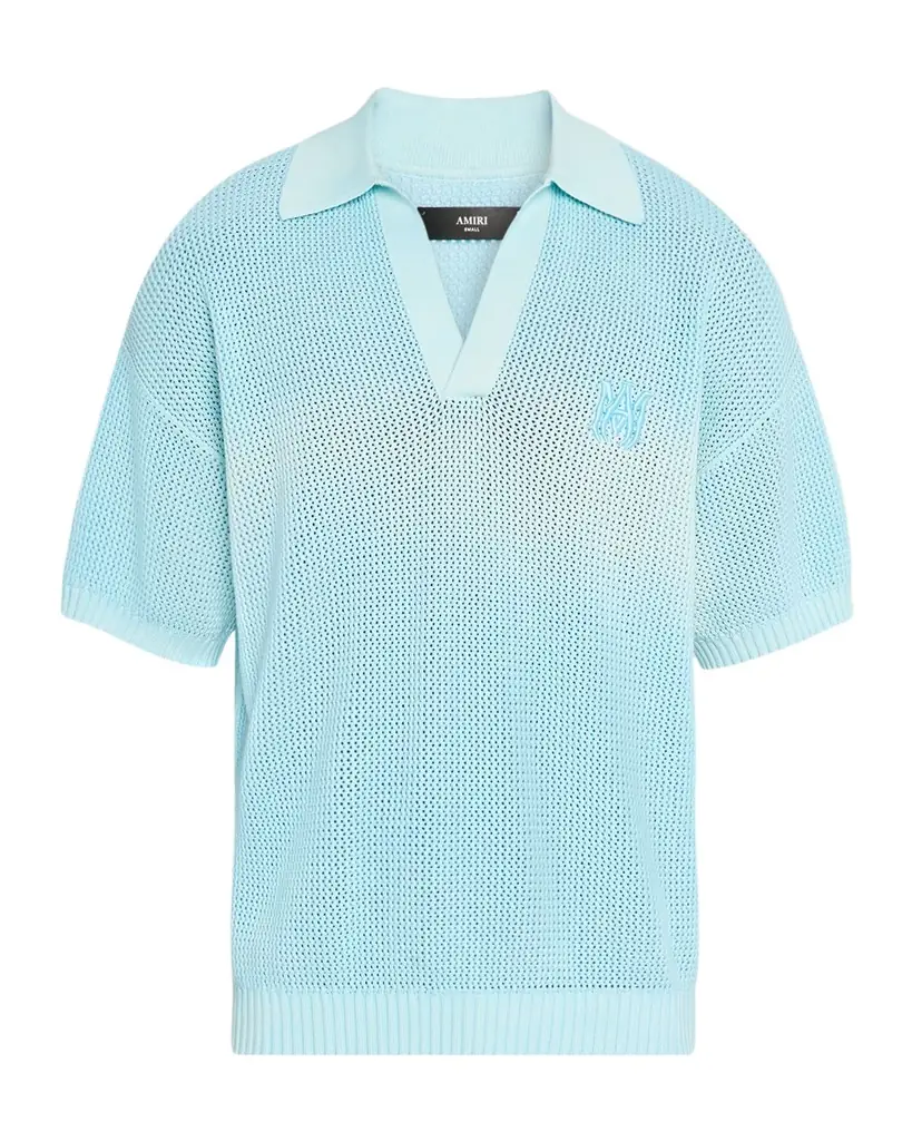 Amiri Men 's Cotton Knit Johnny Collar Polo Shirt