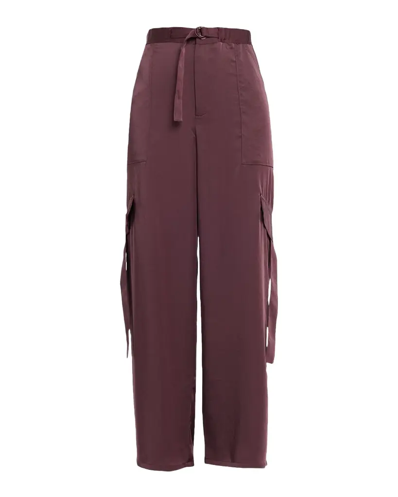 LAPOINTE Lightweight Satin Belted Wide-Leg Utility Pants