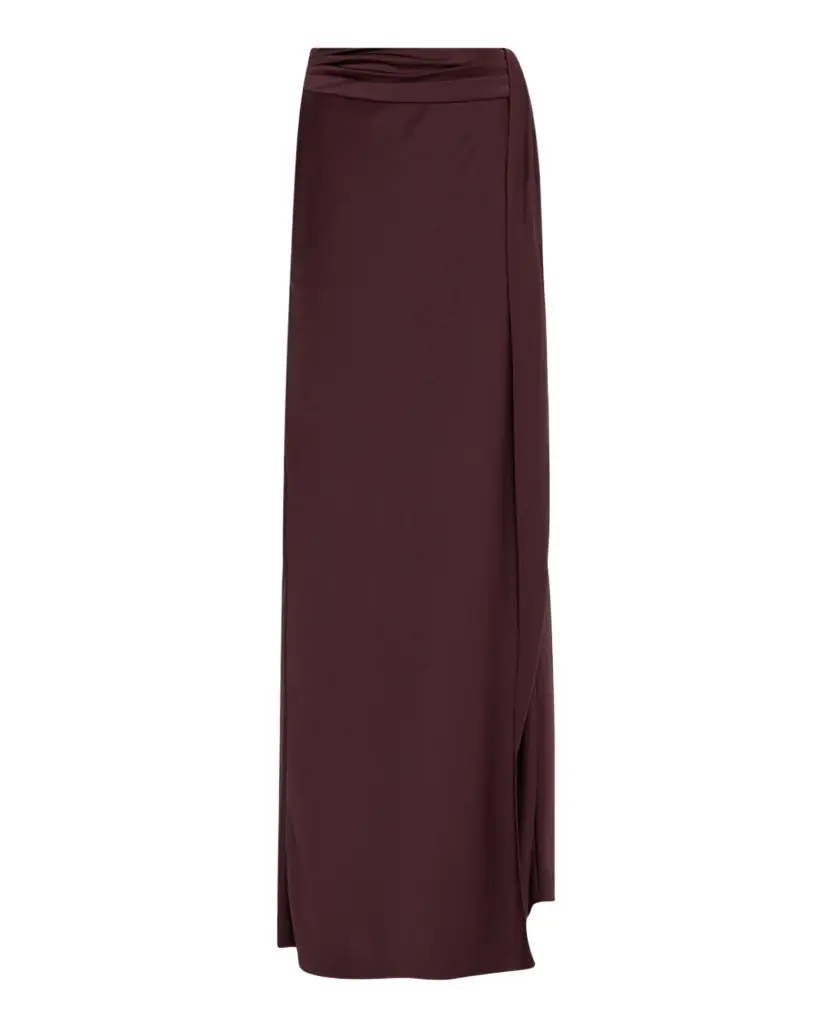 LAPOINTE Lightweight Satin Asymmetric Maxi Skirt