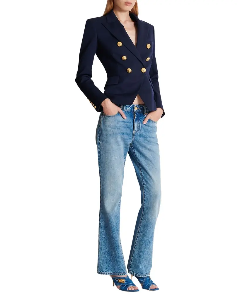 Balmain 6-Button Fitted Wool Blazer