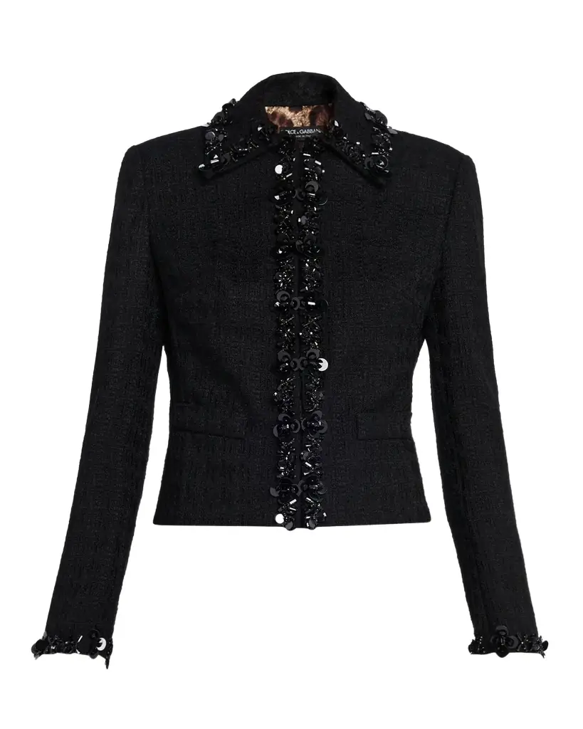 Dolce & Gabbana Short Sequined Stretch Mat Jacket