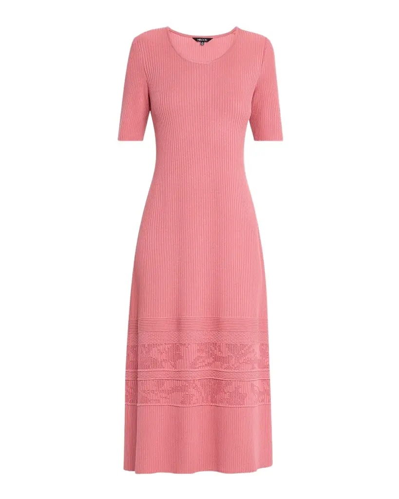 Misook A-Line Ribbed Soft Knit Midi Dress