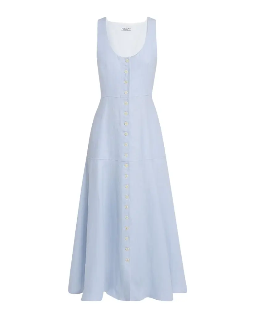 ARGENT Marcy Sleeveless Linen Twill Midi Dress