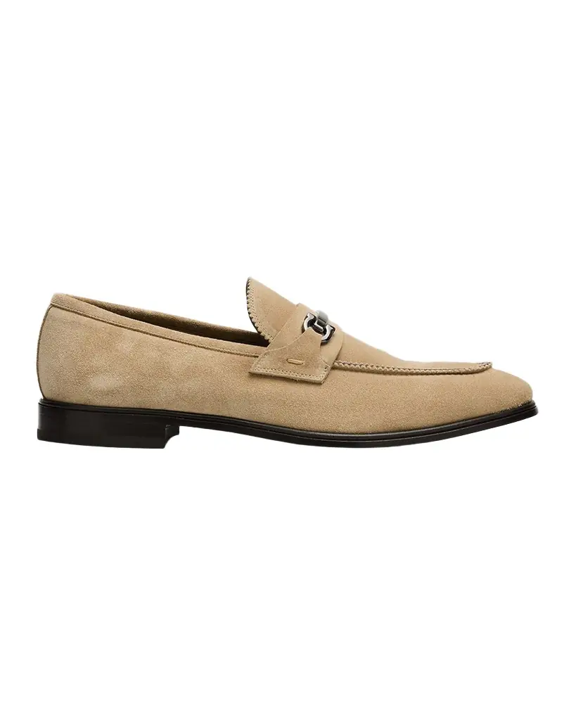 Ferragamo Men 's Bentley Gancini Bit Suede Moccasins