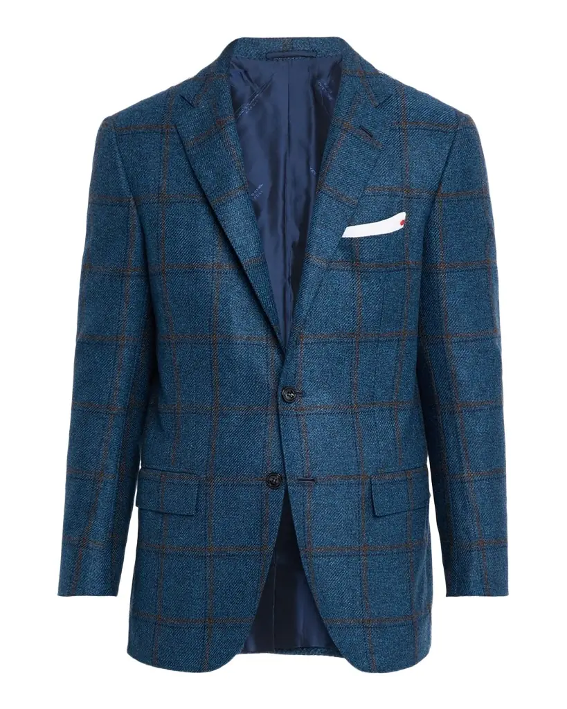 Kiton Men 's Soft Cashmere Plaid Sport Coat