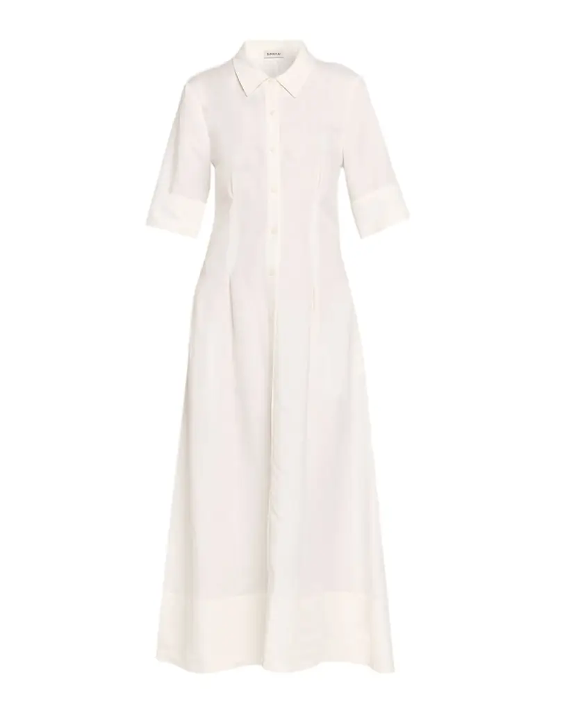 SIMKHAI Claudine Linen-Blend Midi Shirtdress