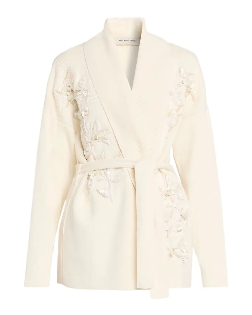 Golden Goose Journey Embellished Belted Cardigan