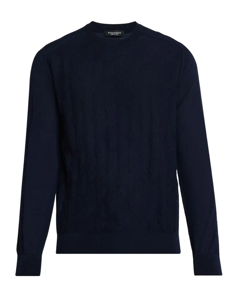 Stefano Ricci Men 's Cashmere and Silk Diamond Jacquard Crewneck Sweater