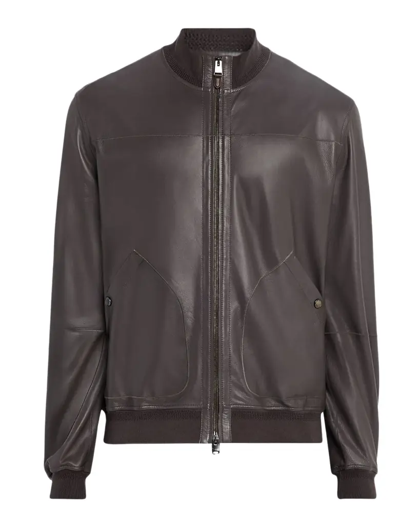 Canali Men 's Nuvola Napa Leather Bomber Jacket