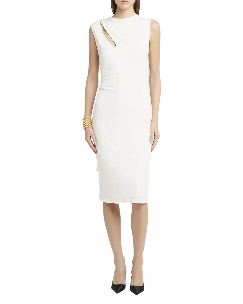 TOM FORD Cutout Shoulder-Drape Viscose Crepe Jersey Cocktail Dress