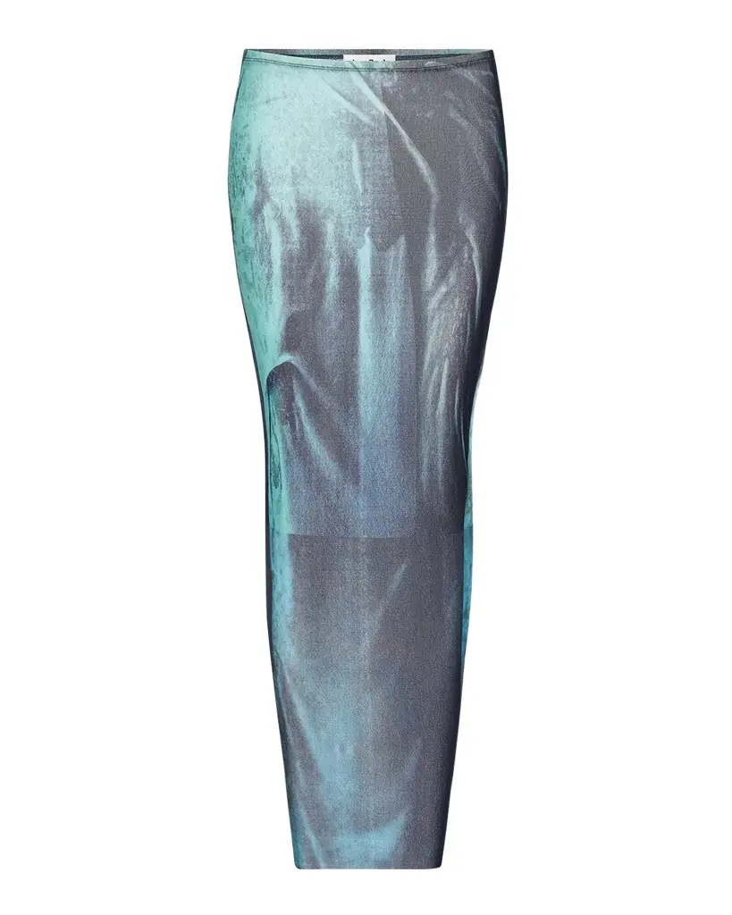 Jean Paul Gaultier Water-Print Mesh Maxi Skirt