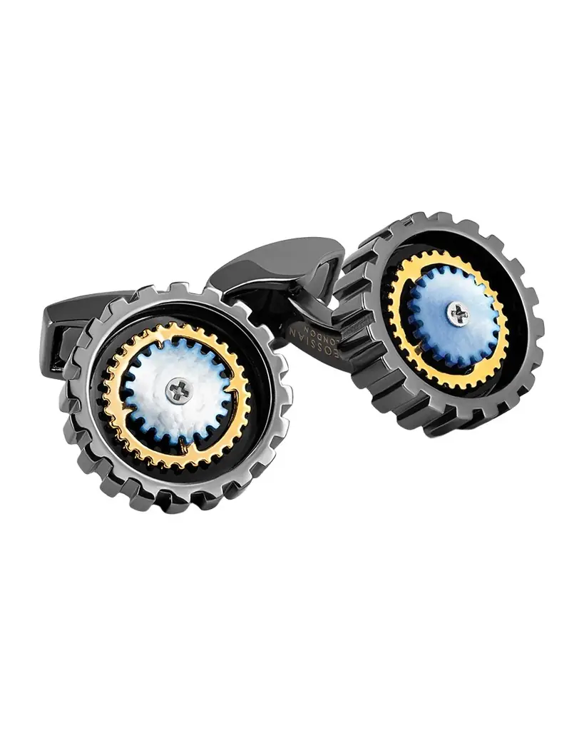 Tateossian Men 's Gold-Tone and Mother-Of-Pearl Rotating Gear Cufflinks