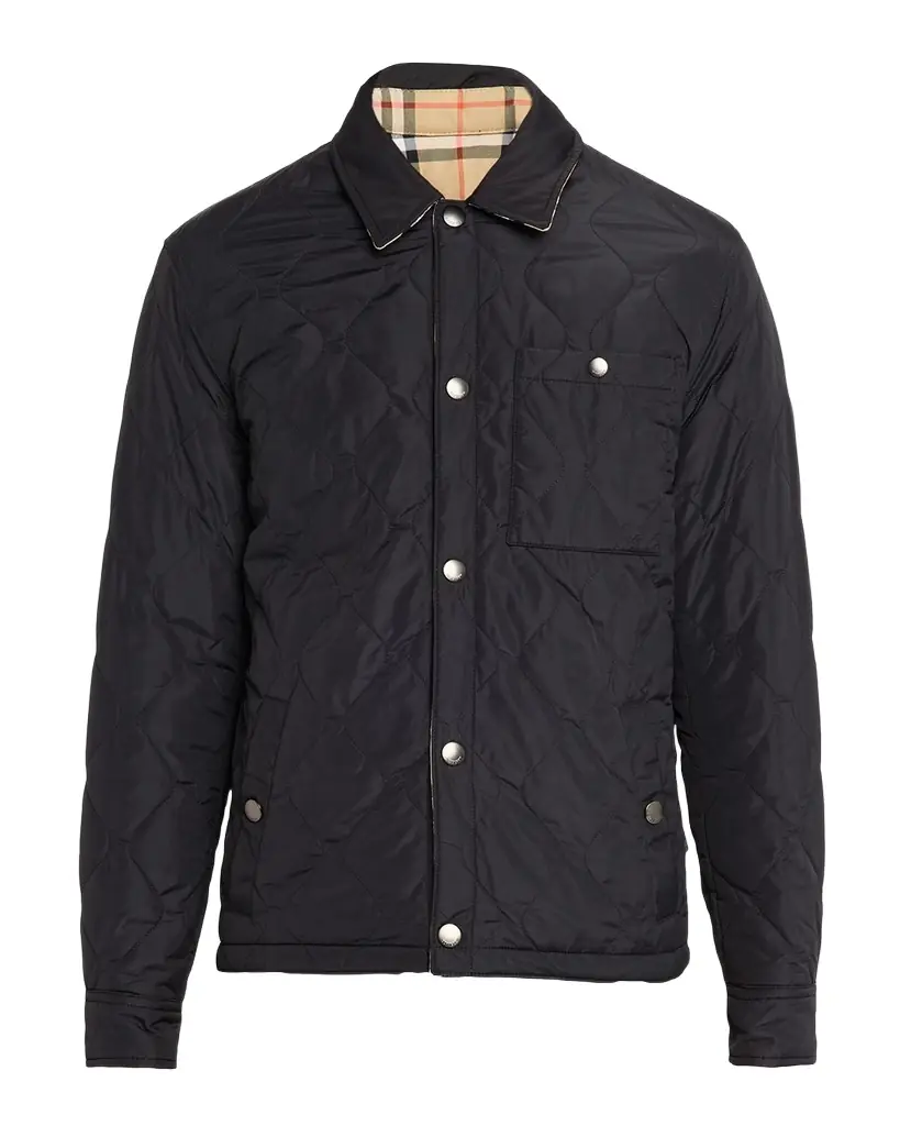 Burberry Men 's Reversible Check Quilted Nylon Overshirt