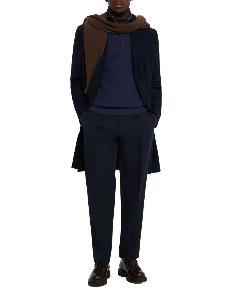 ZEGNA Men's Cashmere Waffle-Knit Quarter-Zip Sweater