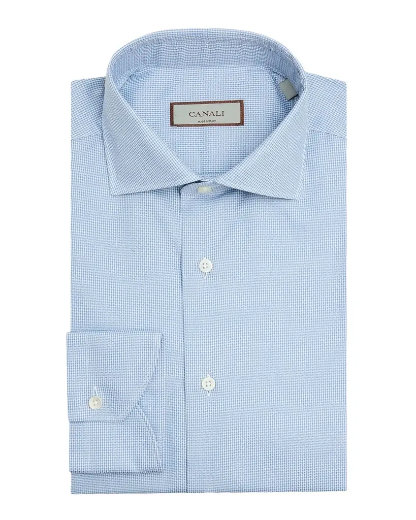 Canali Men 's Micro-Houndstooth Cotton Dress Shirt