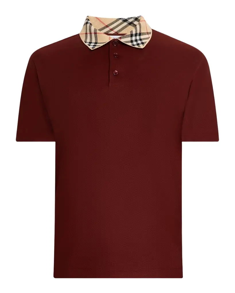 Burberry Men 's Cotton Check-Collar Polo Shirt