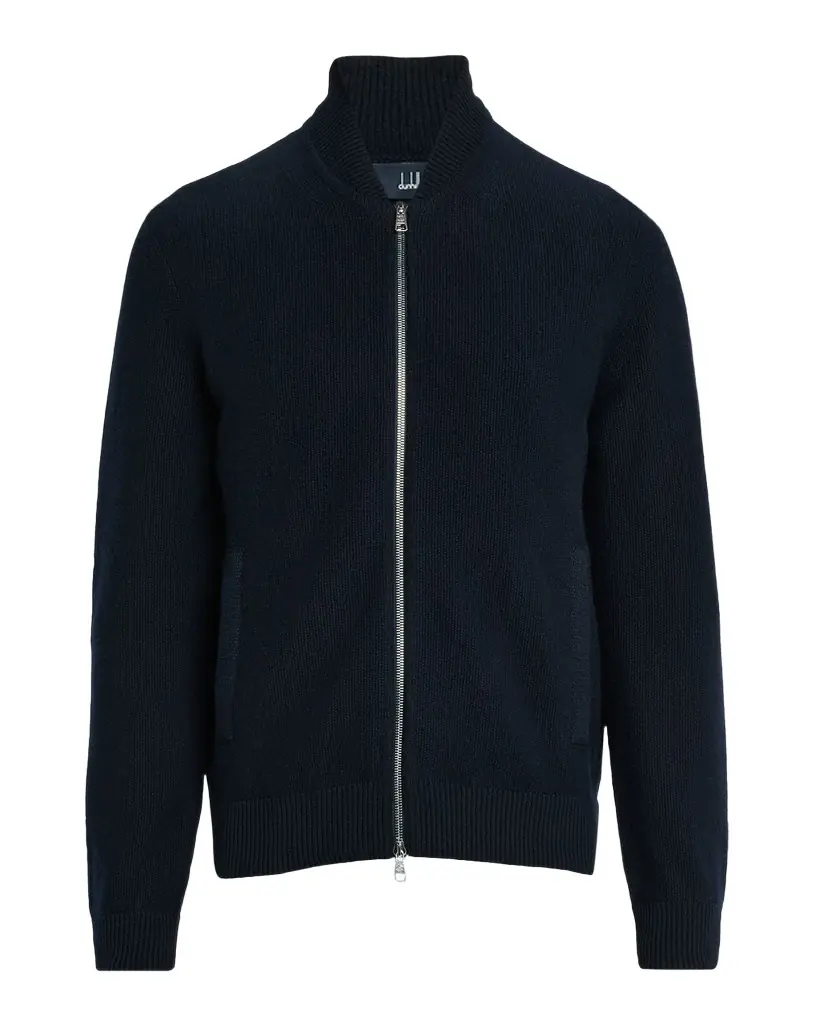 dunhill Men 's Cotton and Cashmere Knit Full-Zip Bomber Sweater