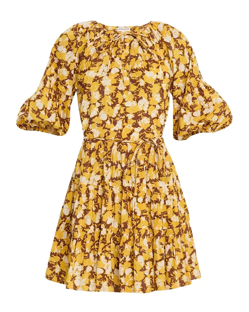 Apiece Apart Cefalu Tiered Organic Cotton Voile Mini Dress