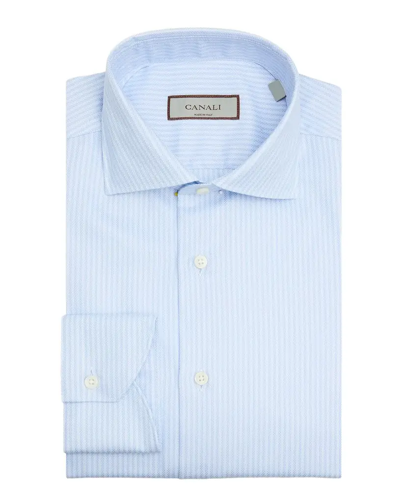 Canali Men 's Fine Stripe Cotton Dress Shirt