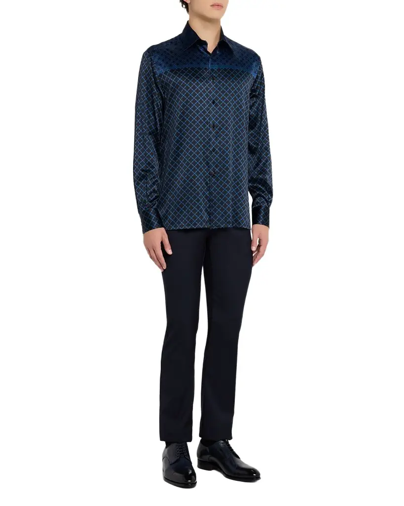 Stefano Ricci Men 's Multi-Geometric Silk-Elastane Sport Shirt
