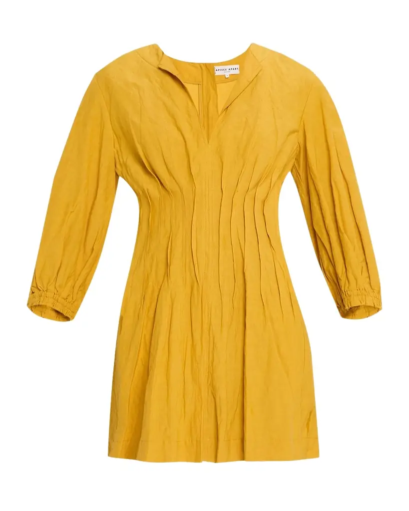 Apiece Apart Rocca Pintuck A-Line Mini Dress