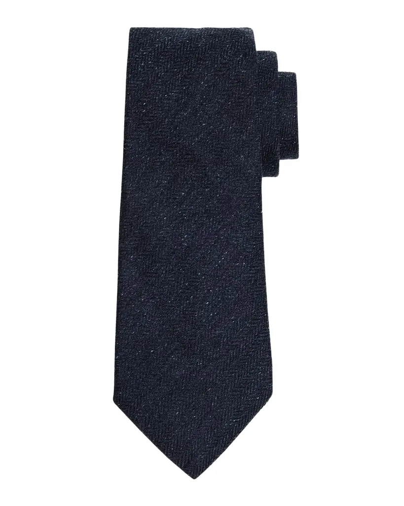 dunhill Men 's Mulberry Silk and Cotton Herringbone Tie