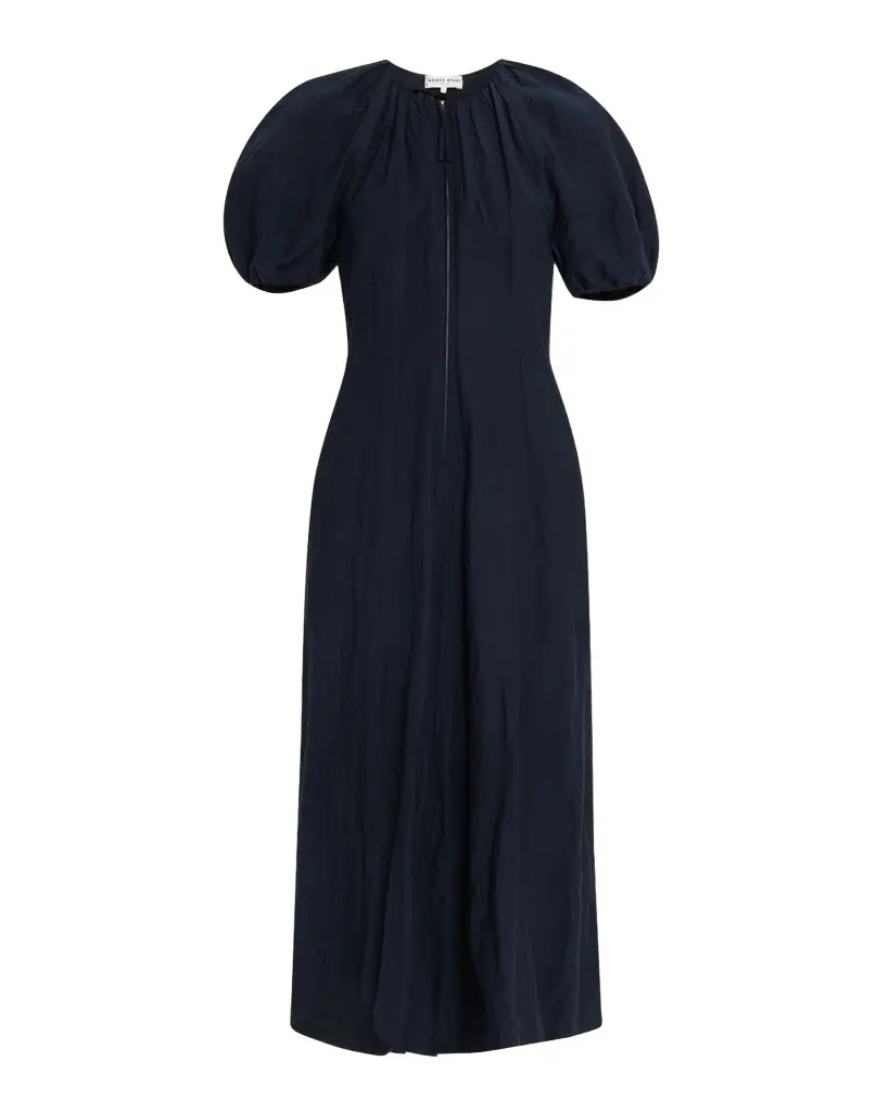 Apiece Apart Neli Blouson-Sleeve Ruched Maxi Dress