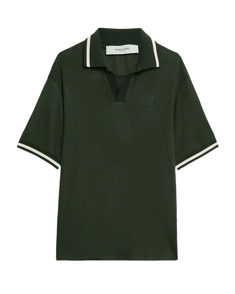 Golden Goose Men 's Jersey Embroidered Polo Shirt
