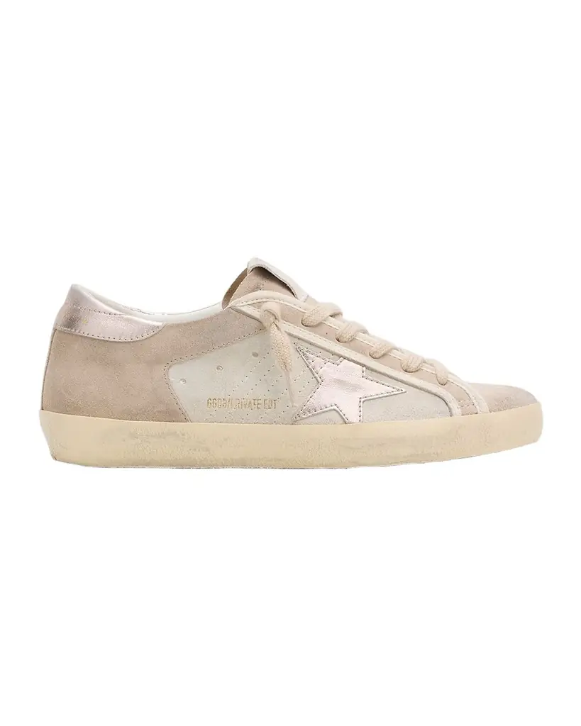 Golden Goose Super-Star Mixed Leather Low-Top Sneakers